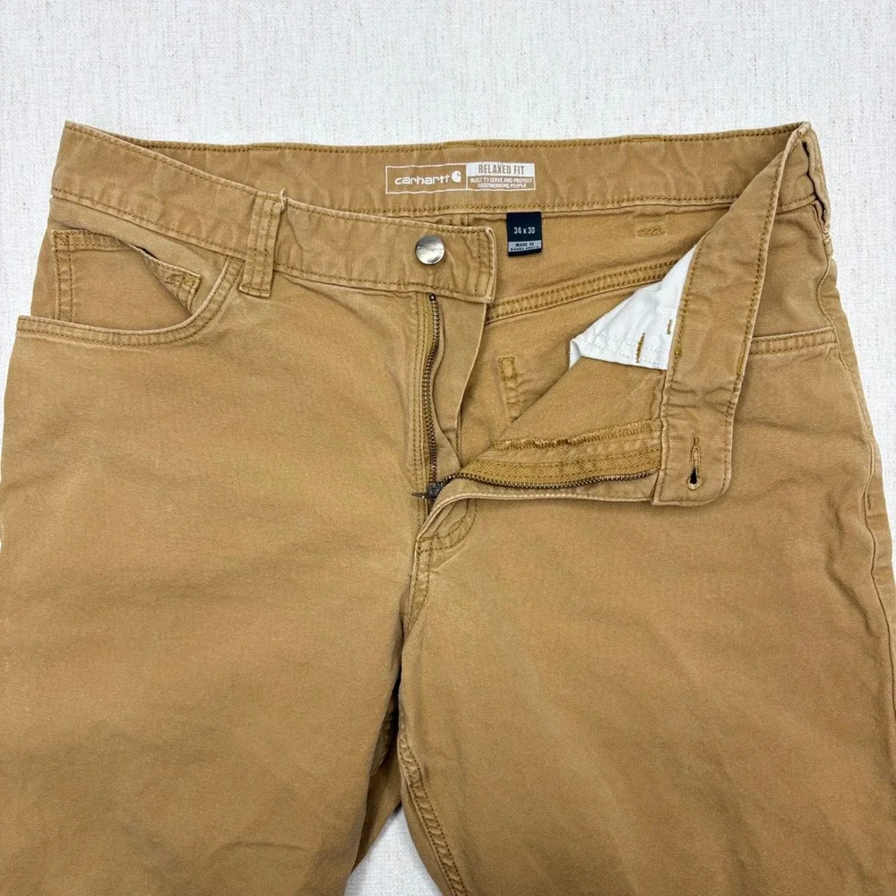 Carhartt Mens BN2517-M Rugged Flex Relaxed Fit Canvas Work Pants Brown 34x30